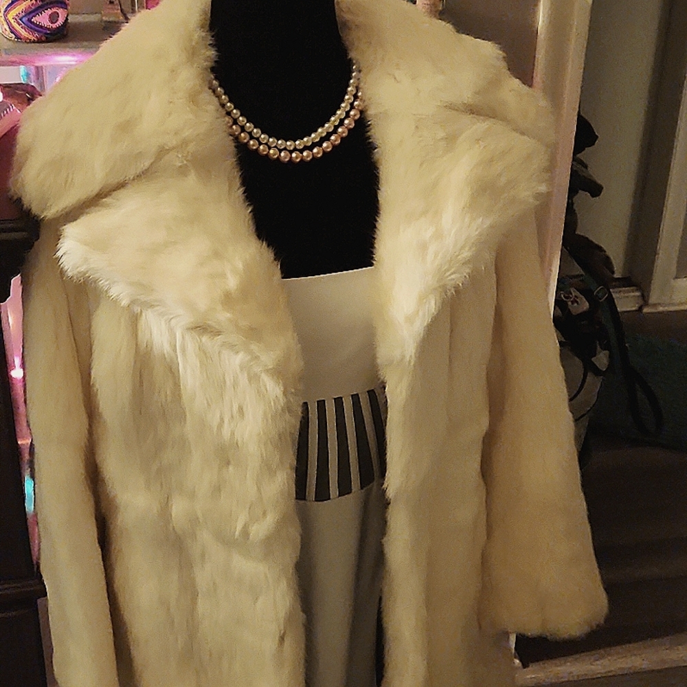 Classic Ivory Faux Fur Coat - Women's Leather Jackets & Coats